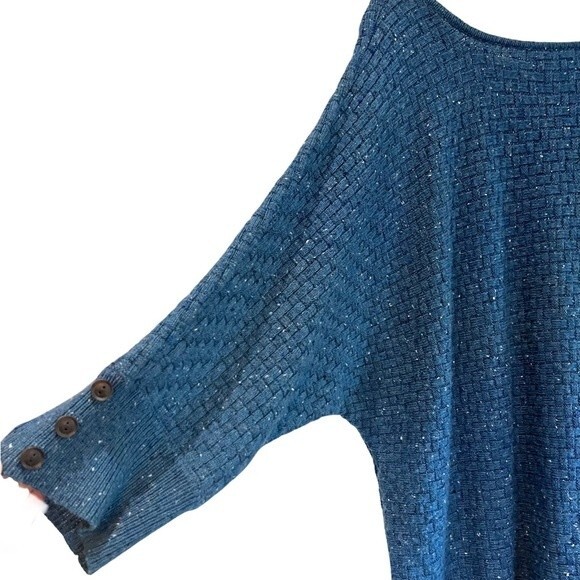 Croft & Barrow weave knit button sleeve blue sweater size 2X - Picture 3 of 7